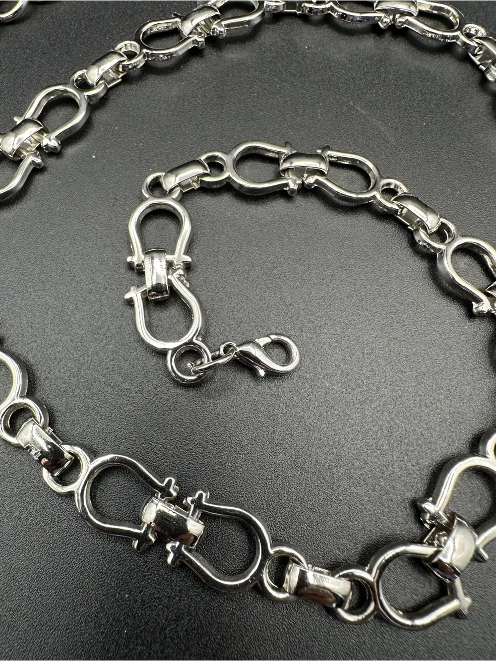 Equestrian Chain Belt – Silver Tone Snaffle Bit Links, Adjustable 33